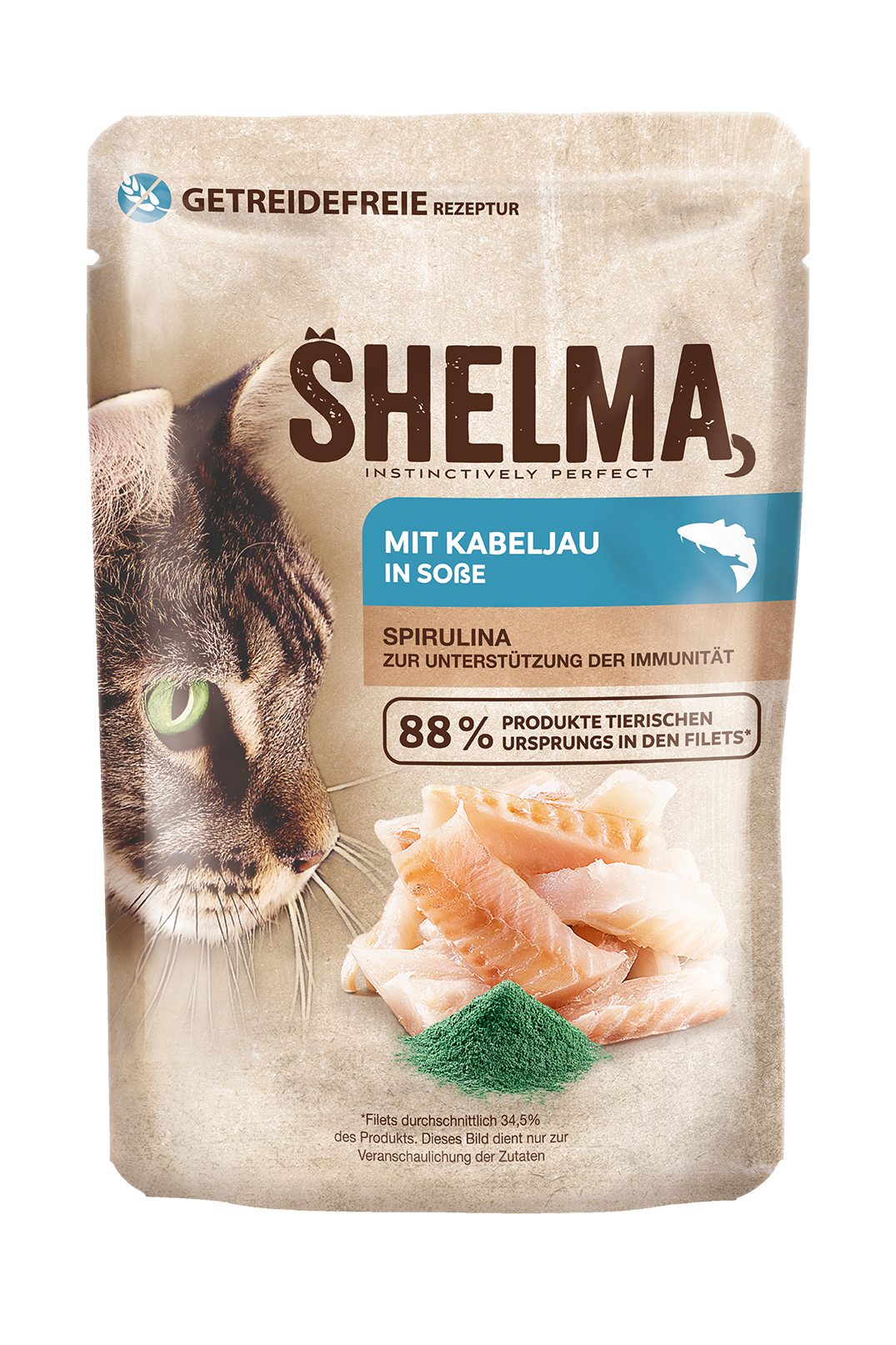 Párolt filék, tőkehallal és spirulinával szószban